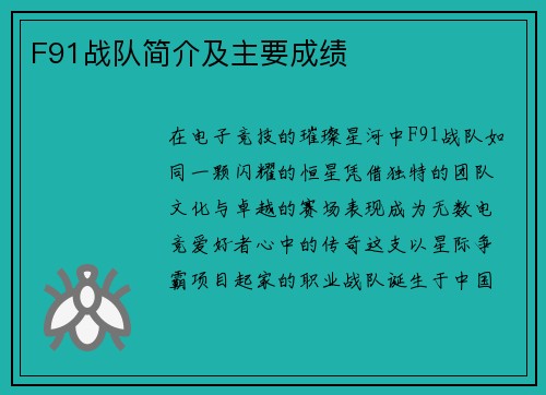 F91战队简介及主要成绩